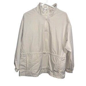 Teverde Beige Half-Zip Lightweight Pullover Jacket With Pockets Nylon/Spandex